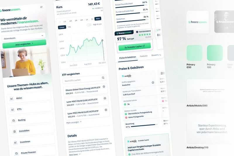 Screenshot of Crafting the Brand, Design System and UX Design of finanzwissen.de